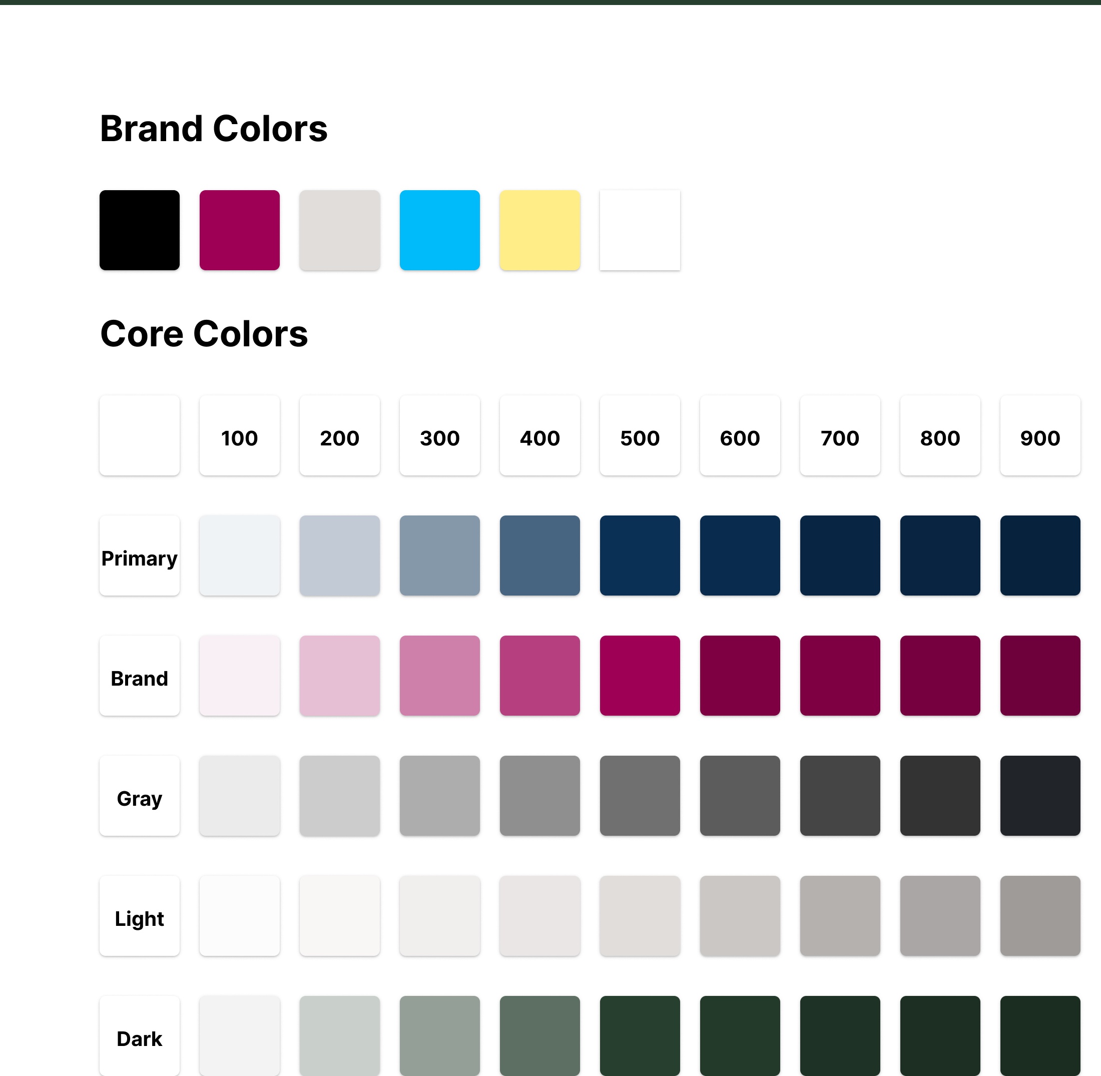 Paragon brand and core color scales